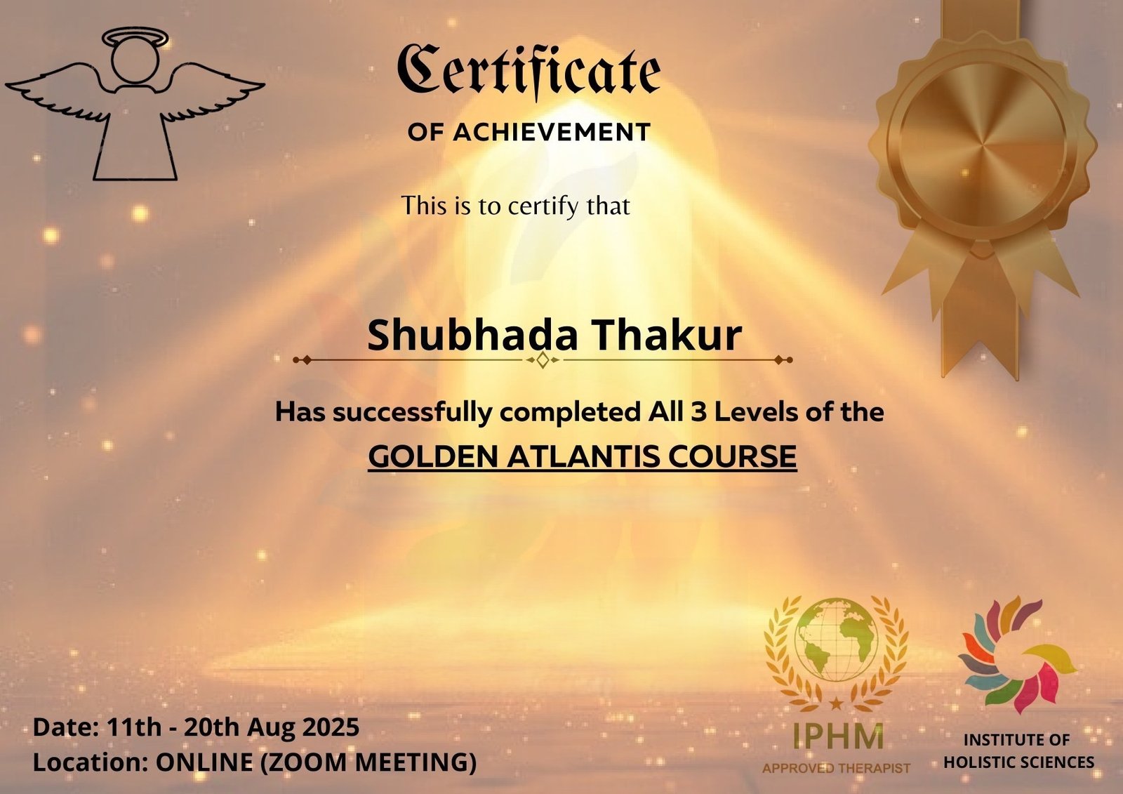 Golden Atlantis certificate
